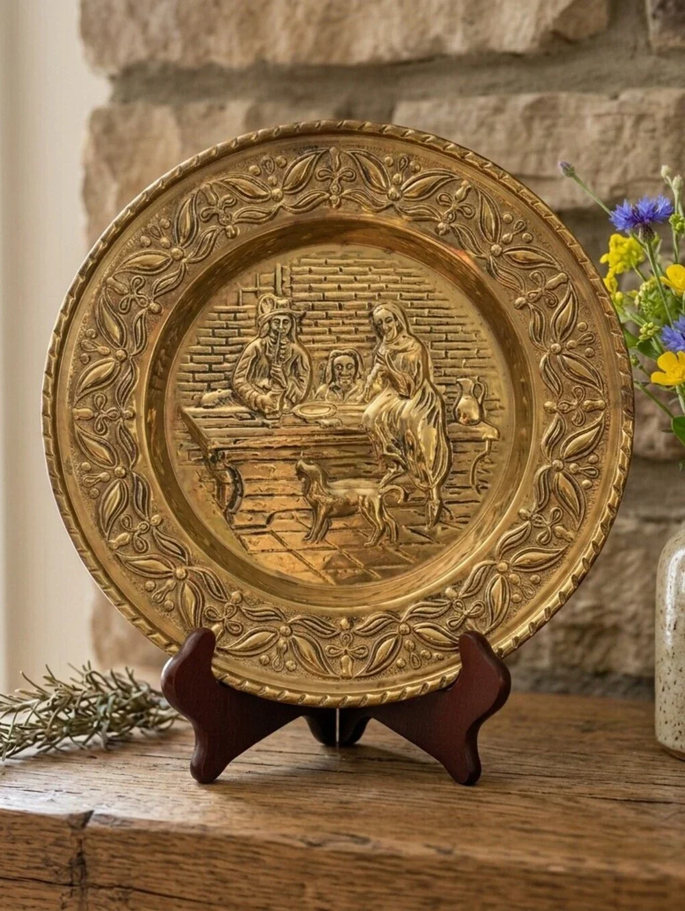Vintage Holland Brass Embossed Decorative Wall Hanging 12